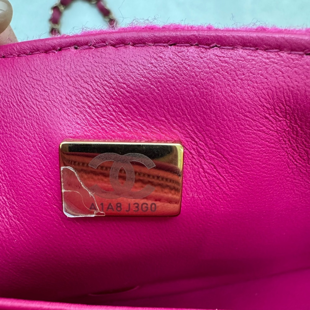 CHANEL Fuchsia Tweed Mini Rectangular Flap Bag - image 15